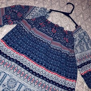 Red Blue and White Blouse SALE